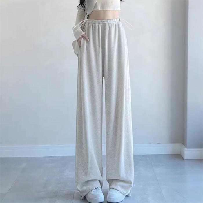 

2026 Spring Slim Fit Maternity Wide Leg Sporty Sweatpants - Two-Way Wear, Casual, No Belly Support 3XL серый/белый