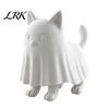 Holiday Desktop Decoration Ghost Cat Figurine, 3D Printed Cute Cloak Kitty Sculpture, Minimalist Halloween Modern Artistic Display Tabletop Decor, DIY
