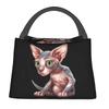 Shpynx Cat Thermal Insulated Lunch Bag Women Cute Kitten Resuable Lunch Tote for Outdoor Picnic Storage Meal Food Box