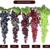 1Pcs Realistic Plastic Artificial Grapes Bunches Simulation Fake Fruit with Leaves for Vintage Home Decor Party Table Display
