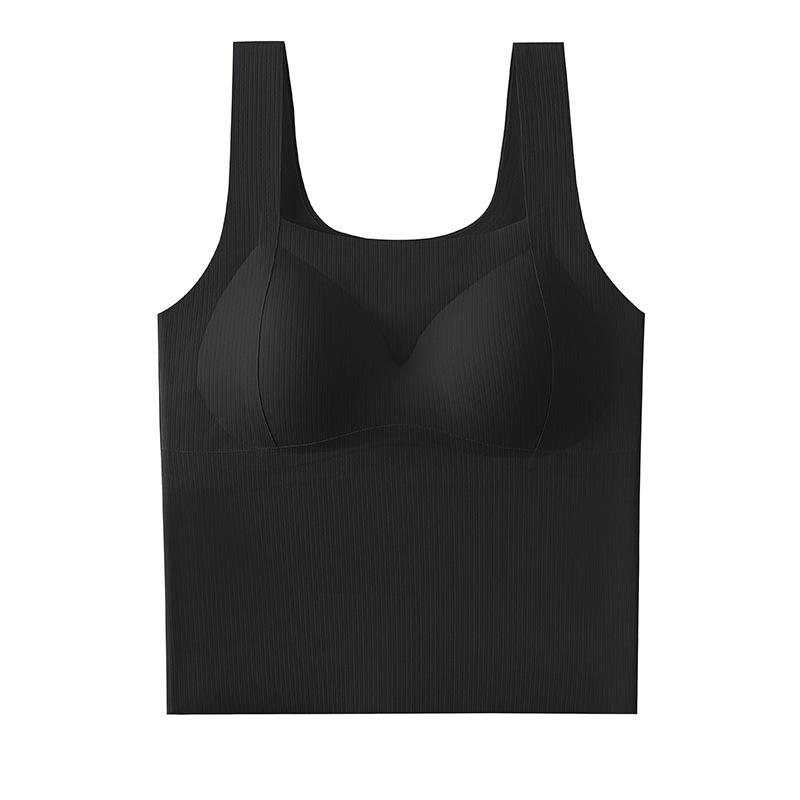 Square Neck Ribbed Camisole With Built In Bra L чёрный