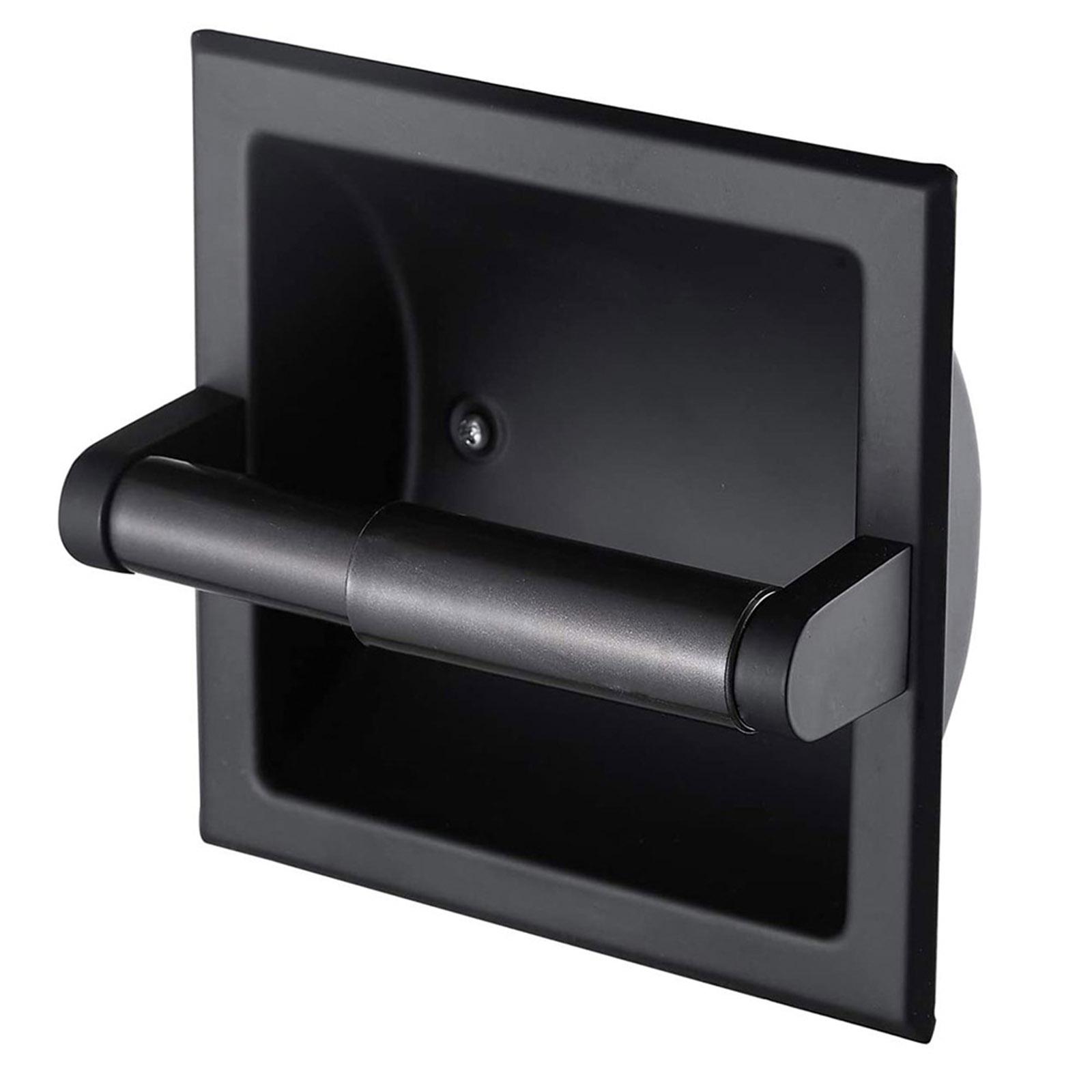 Toilet Paper Holder Recessed Toilet Paper Holder Black 304 Stainless Steel Cr Plated Inside Wall Toilet Roll Holder for Bathroom