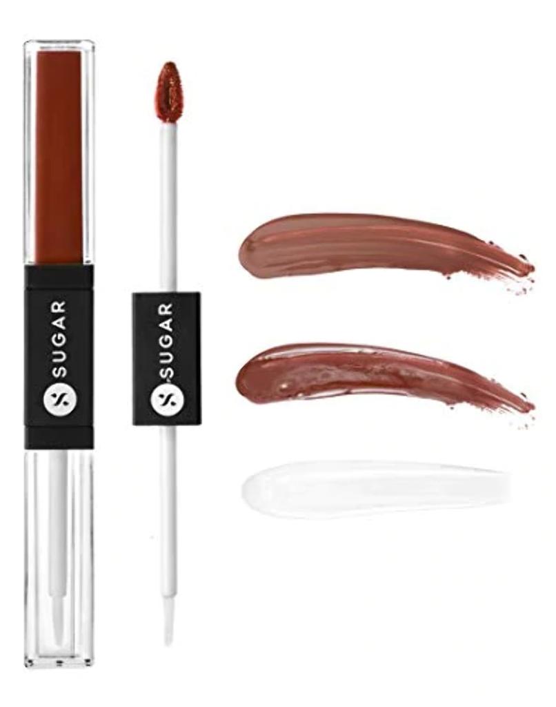 SUGAR Cosmetics - Smudge Me Not - Lip Duo - 12 Don Fawn (Yellow Brown) - 3.5 Ml - 2-in-1 Duo Liquid Lipstick with Matte Finish and Moisturizing Gloss