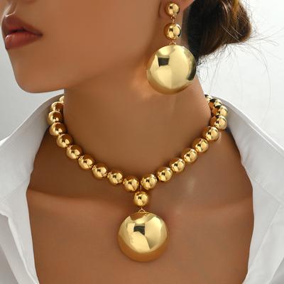 Set di Gioielli da Donna alla Moda Collana Personalizzata con Perline di Metallo Ciondolo Premium Orecchini