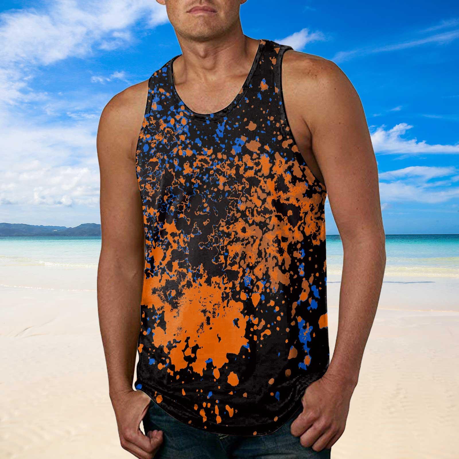

Мужская мода в гавайском стиле, пляжная спортивная майка, мужской жилет с принтом в тренажерном зале L оранжевый