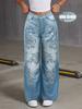 Women's Embroidered Wide-Leg Mid-Waist Summer Jeans N011