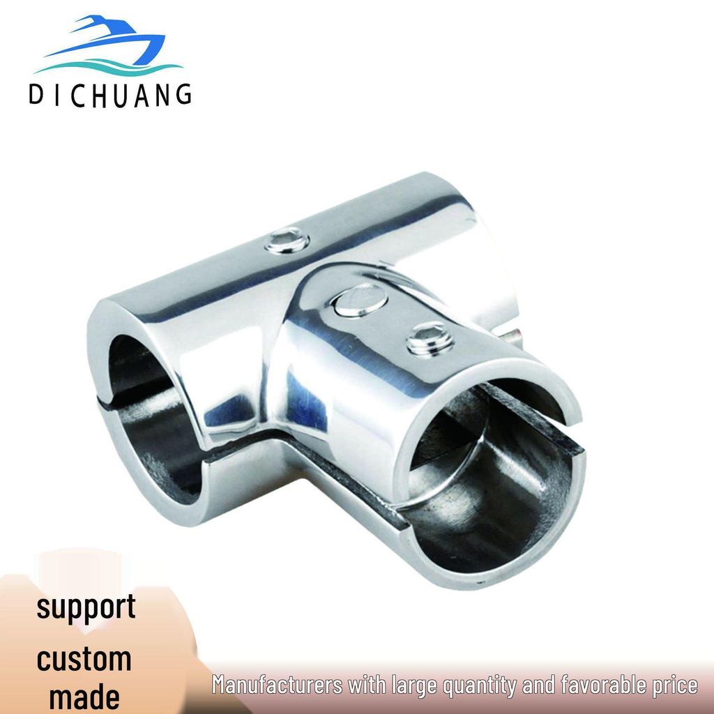 316 Stainless Steel 90° Open Body Pipe Clamp Tee, Marine Yacht Hardware, Mirror Polished