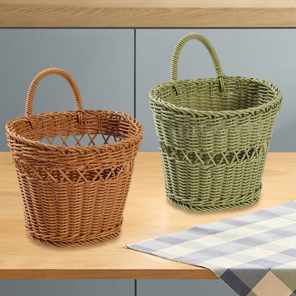 Woven Hanging Wall Basket Decoration Storage Organizer Fruit Vegetable Holder Wall Mounted Storage Basket for Bedroom Garden
