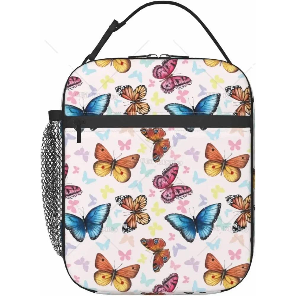 Insulated Purple Butterfly Lunch Bag - Reusable Cooler Tote for Women/Men - Waterproof & Leakproof - Lunch Box for Picnic Office