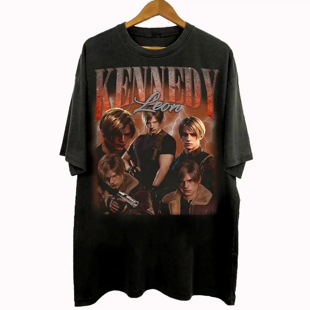 2026 Neue Mode 90er Vintage Piratenstil Leon Scott Kennedy T-Shirt Resident Evil Herren T-Shirt Sommer Unisex Lässiges T-Shirt