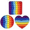 Rainbow Push Bubble Toy Stress Relief Round Square Heart Bubble Popping Game Silicone Bubble Squeeze Sensory Fidget Toy
