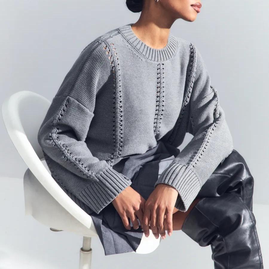 autumn winter casual oversized knitted sweaters harajuku Solid color O-neck soft sweater tops for women Thick bottoming pullover S