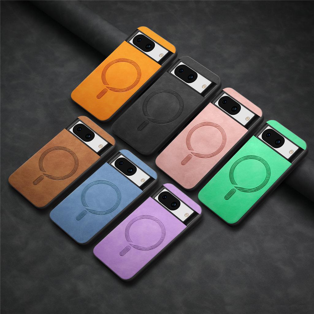Magnetic Wireless Charging Slim Skin Feeling Leather Case For Google Pixel 9 9Pro 8 8A 7 7Pro 7A  Anti-Scratch Plain Cover Funda