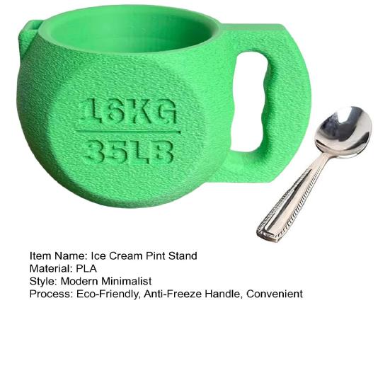 Držák na nanuk v kelímku ve tvaru kettlebellu s místem na lžičku Vtipný protiskluzový držák na nanuk pro 16oz kelímky Novinka Dárek pro milovníky fitness Fanoušky nanuků