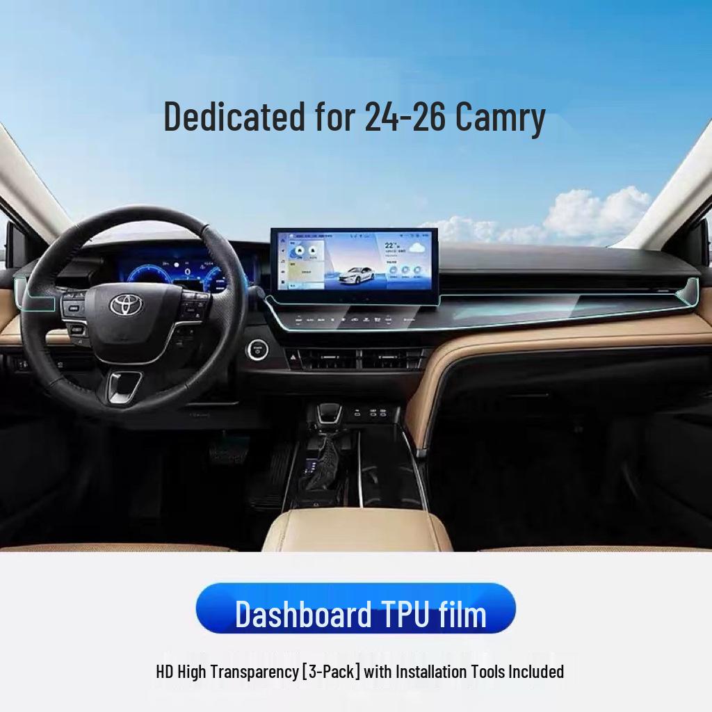 Gen 9 Camry Center Console TPU Protective Film: Compatible with Models 24-26, Scratch & Fingerprint Resistant.