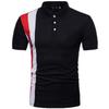 Men's New Lapel Short Sleeve Polo Patchwork T-Shirt Top