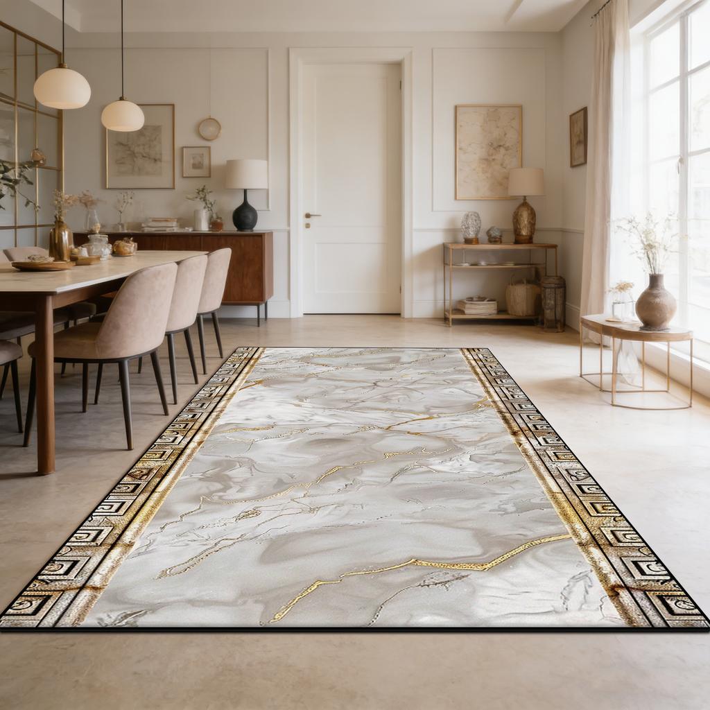 Marble Style Dining Room Long Rug Decoration Bedroom Living Room Non-slip Washable Carpet Cloakroom Soft Fluffy Tables Chair Mat