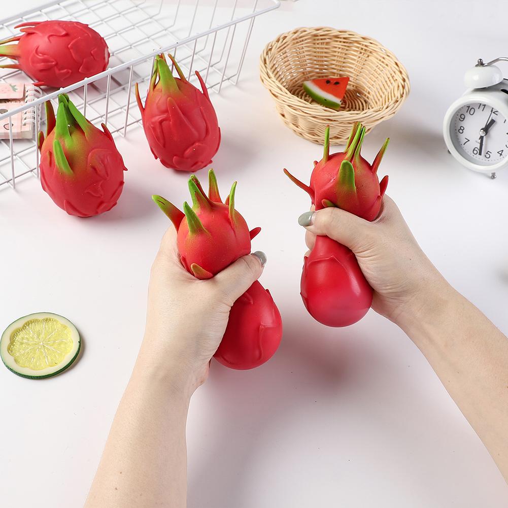 Dragon-Fruit Squishies Squeeze Toy Stress Anxiety Relief Sensory Play Food Shaped Slow-Rising Squishies Students Relaxation