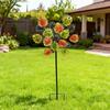 Outdoor Garden Metal Sunflower Windmill Dual Sided Rotating Iron Yard Ornament Weather Resistant Decorative Piece 95cm Height