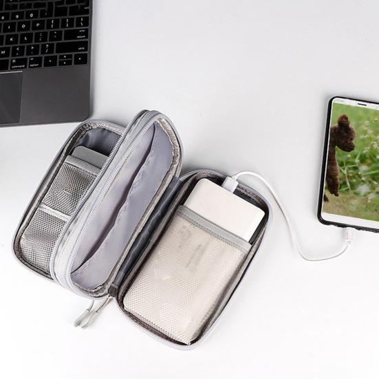 Digital Storage Bag with Lanyard Waterproof Separate Storing Portable Data Cable USB