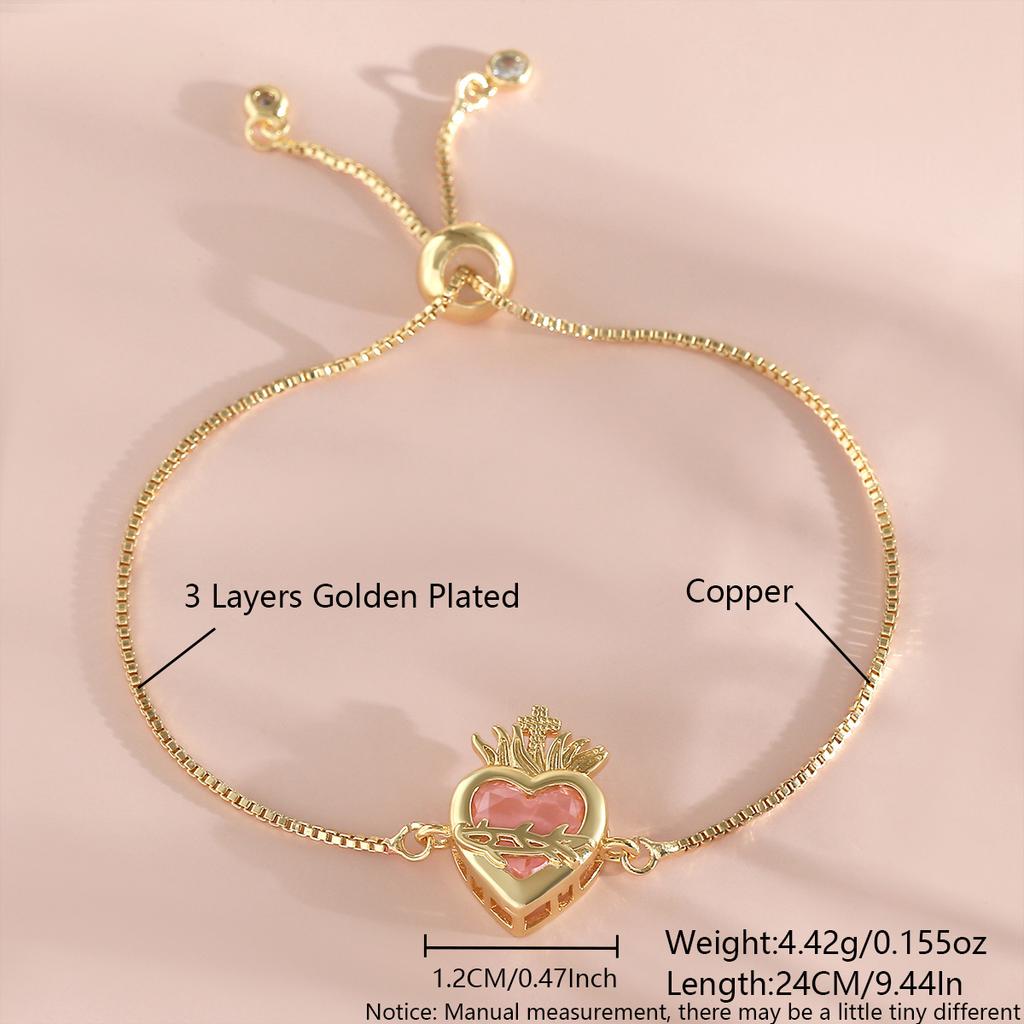 Fashion Heart-shaped Pendant Bracelet, Holy Heart Cross Bracelet, Versatile and Sweet Accessory