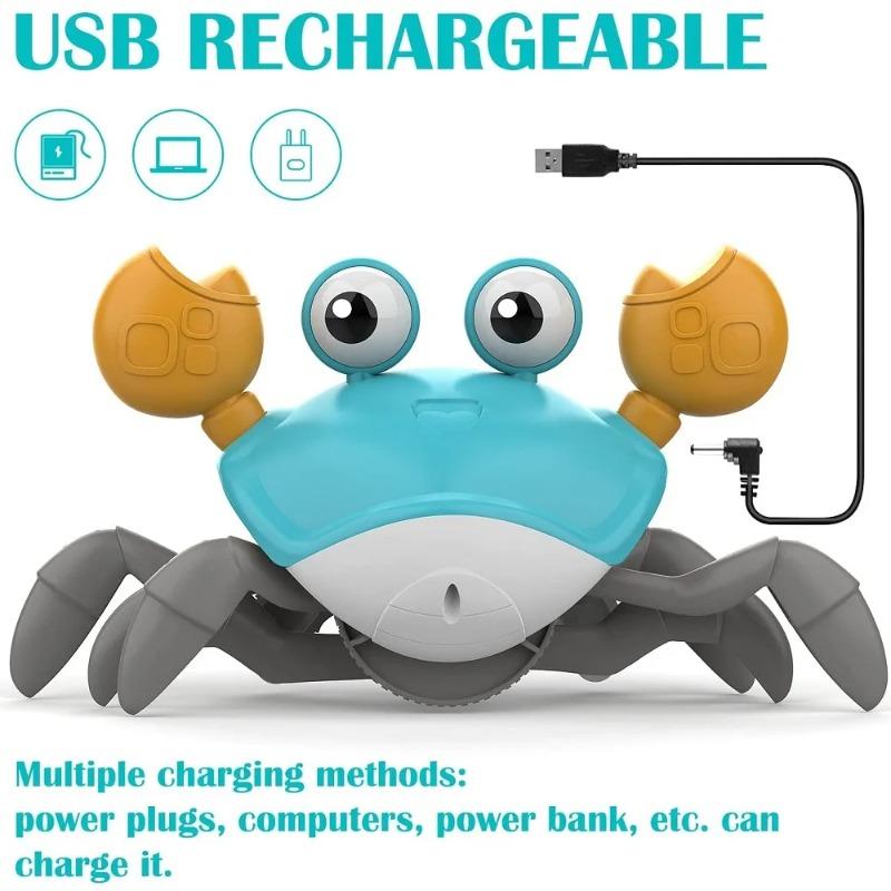 Crawling Crab Toys for Babys Rechargeable Crab Run Away with Music Led Light Up Toddler Gifts Electric Induction Escape Toys