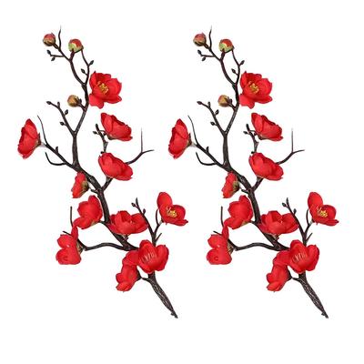 2 Pieces Artificial Flower Plum Blossom Branch Flowers For Home Living Room Wedding Party Layout Vase Decoration