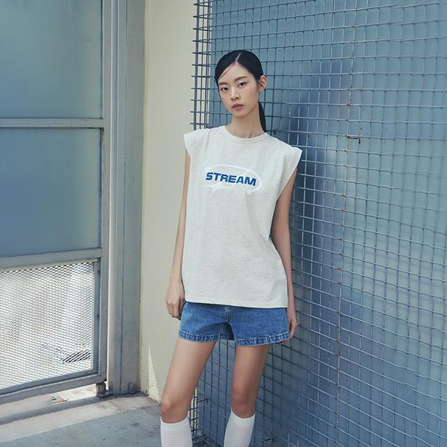 Rap Stream Back Slit Sleeveless T-Shirt Ar2Ct562 Beige/Ff