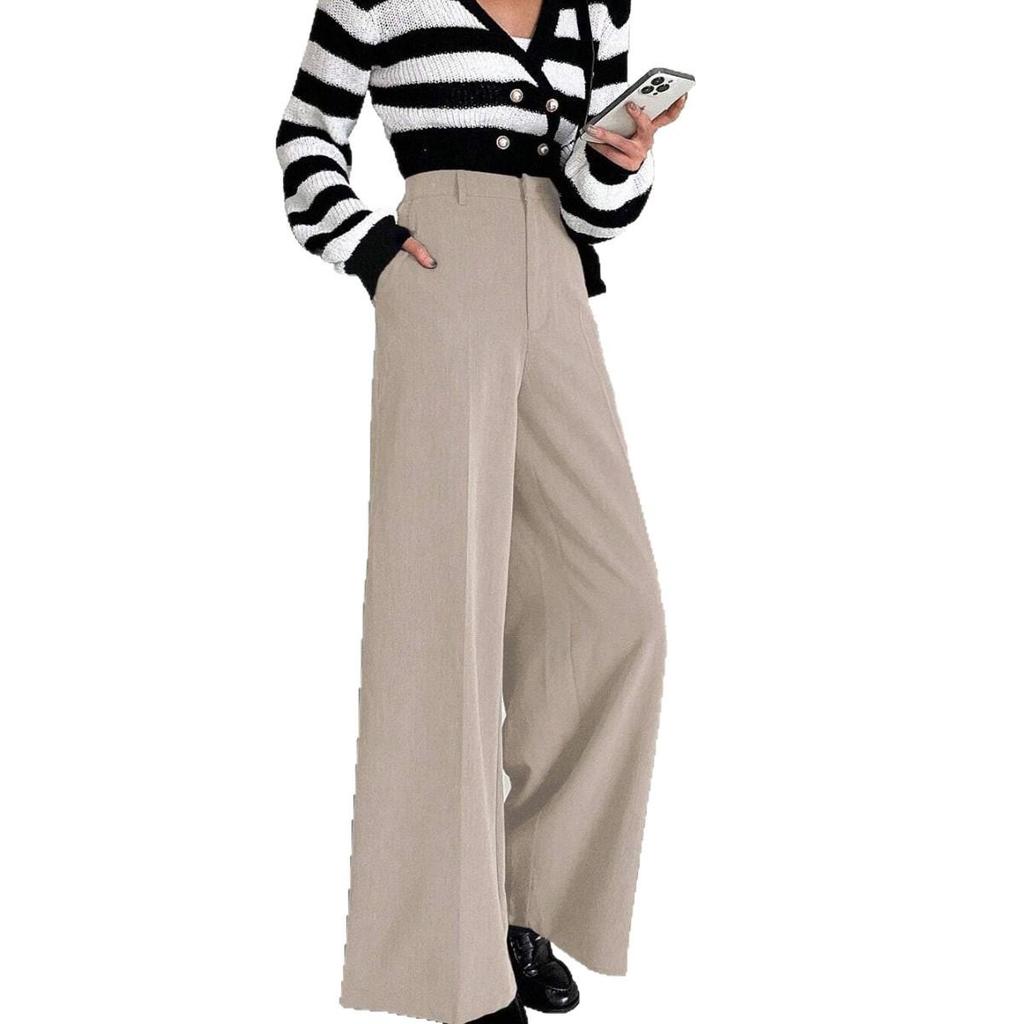 Petite High-Waist Straight-Leg Formal Trousers for Women