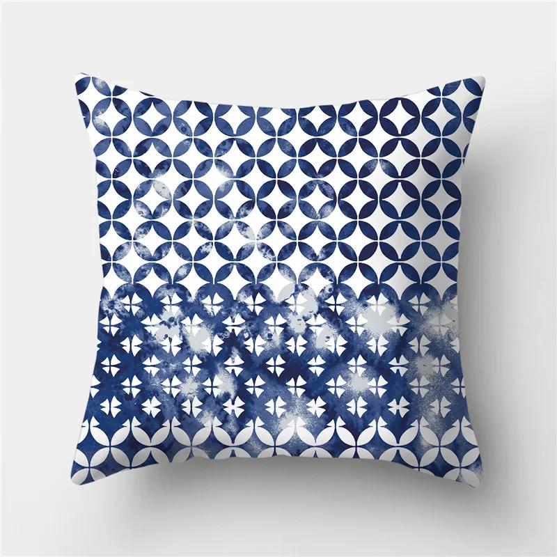 Sofa Cushion Pillow Home Decor Pillowcase Geometric  Cover Blue Grey  Decoration