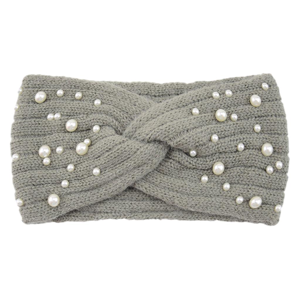 Warm And Stylish Ear Warmer Winter Headband For Women Lightweight New Pearl Knitted Cross Headbands