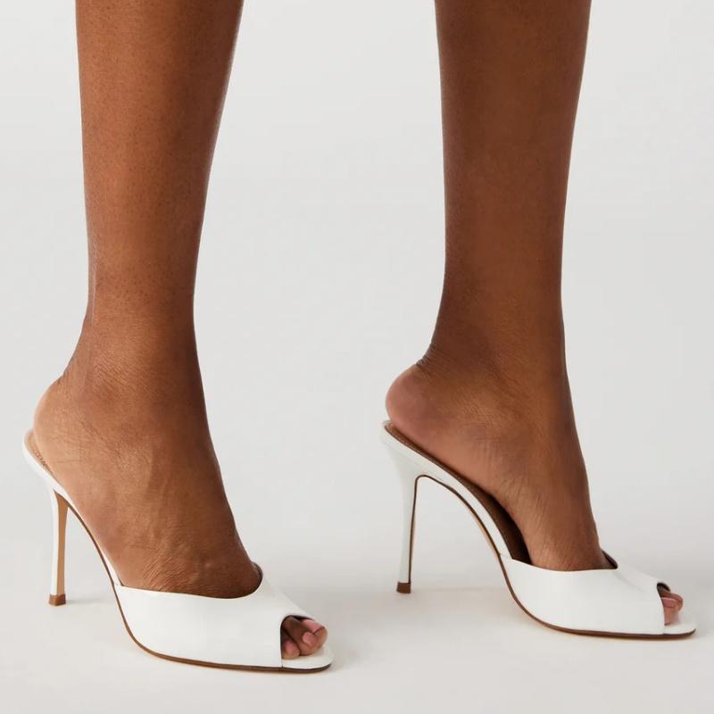 Sexy Mules Shoes Women Slippers 2025 Summer Slides Female Elegant High Heels White Black Red Sandals Large Size Party Shoe Brand