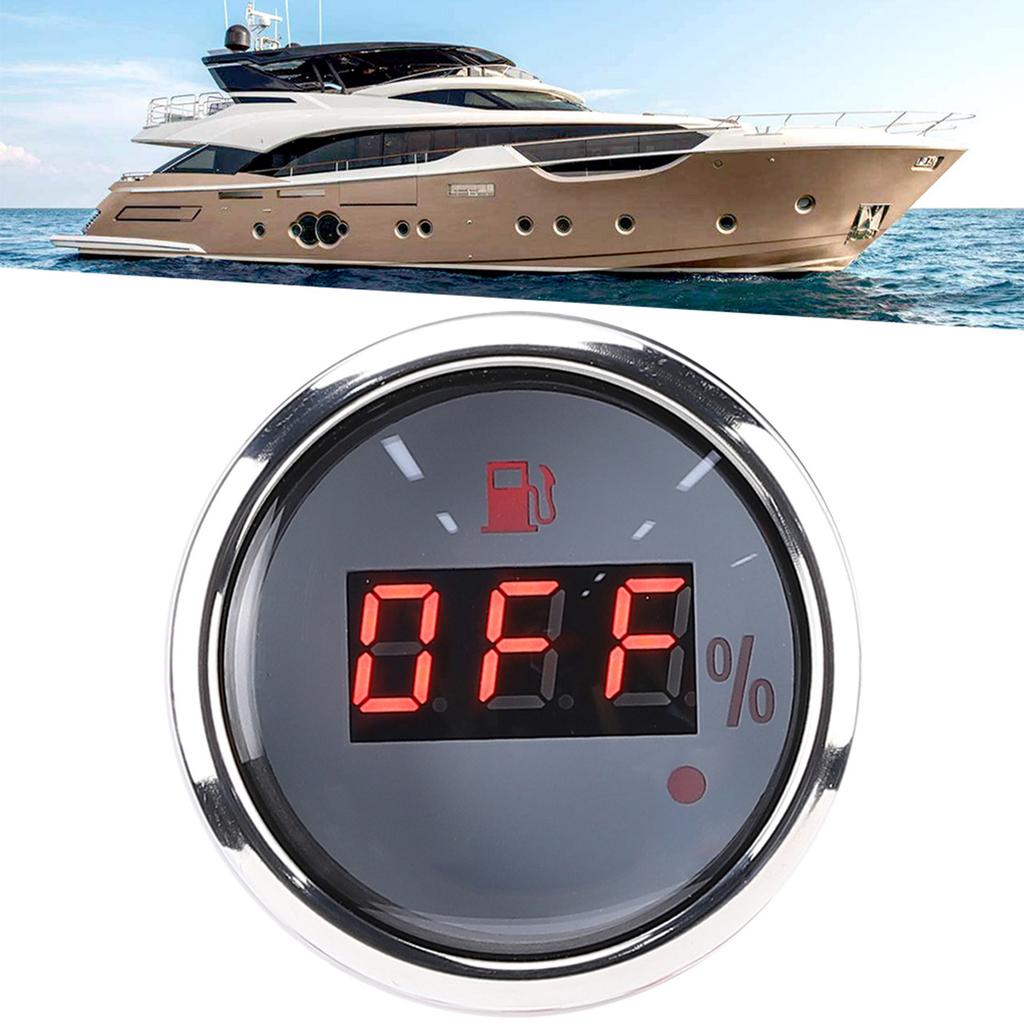 2in Fuel Level Gauge LED Digital Display Smart Red Light Alarm for Marine Boat Car