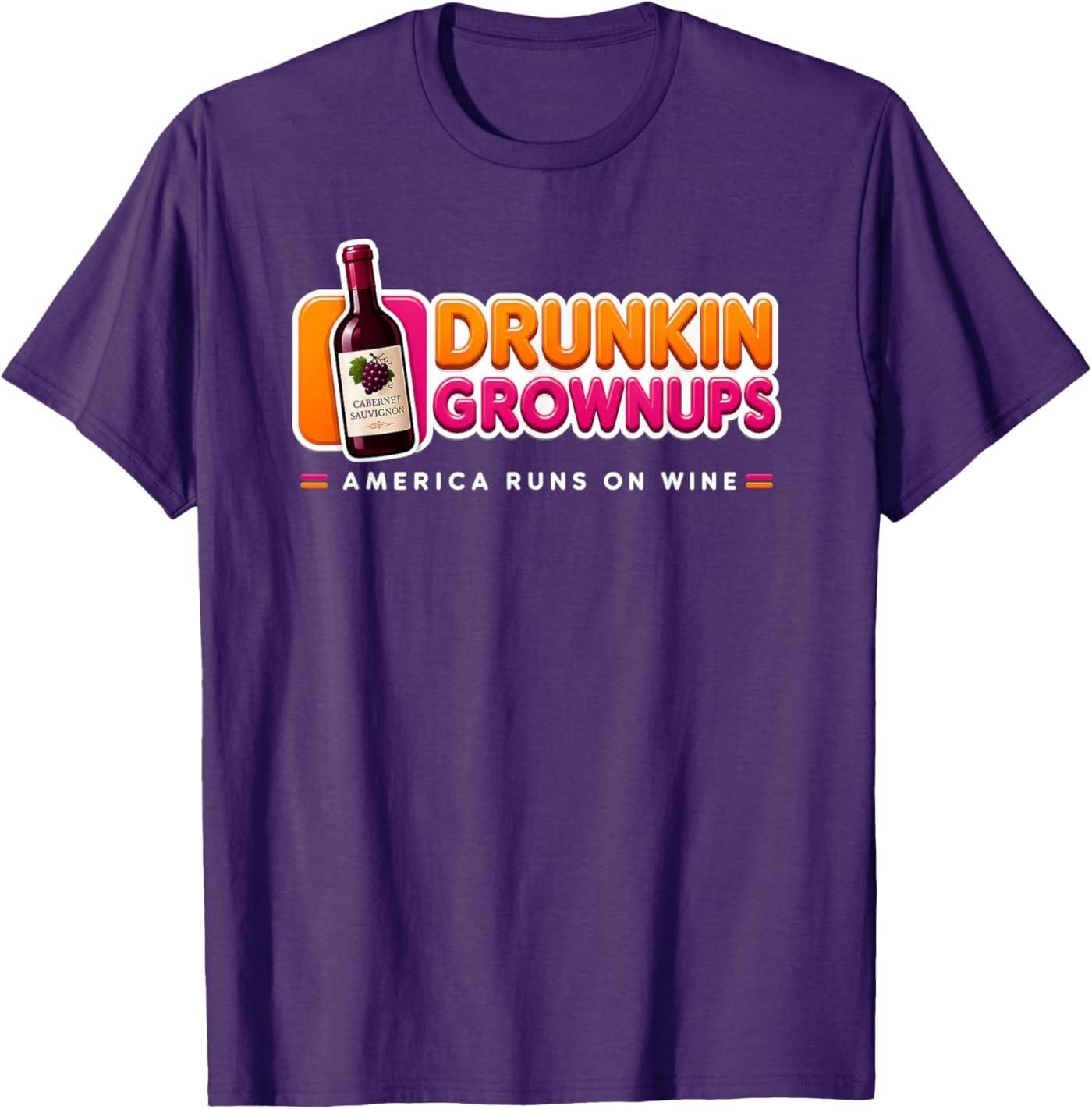 Cabernet Sauvignon Drunkin Grownups America Runs On Wine T-Shirt S разноцветный
