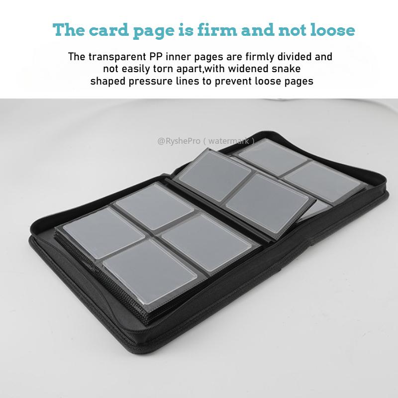 4 Pocket Toploader Trading Card Binder Album 3" X 4" PU leather Folder Holds 112+ Rigid Double Sided Pockets for MTG PKM Cards
