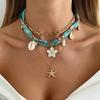 3Pcs/Set Boho Flower Shell Layered Pendant Necklace Set for Women Multilayer Coconut Tree Conch Choker Chain Party Jewelry Gift
