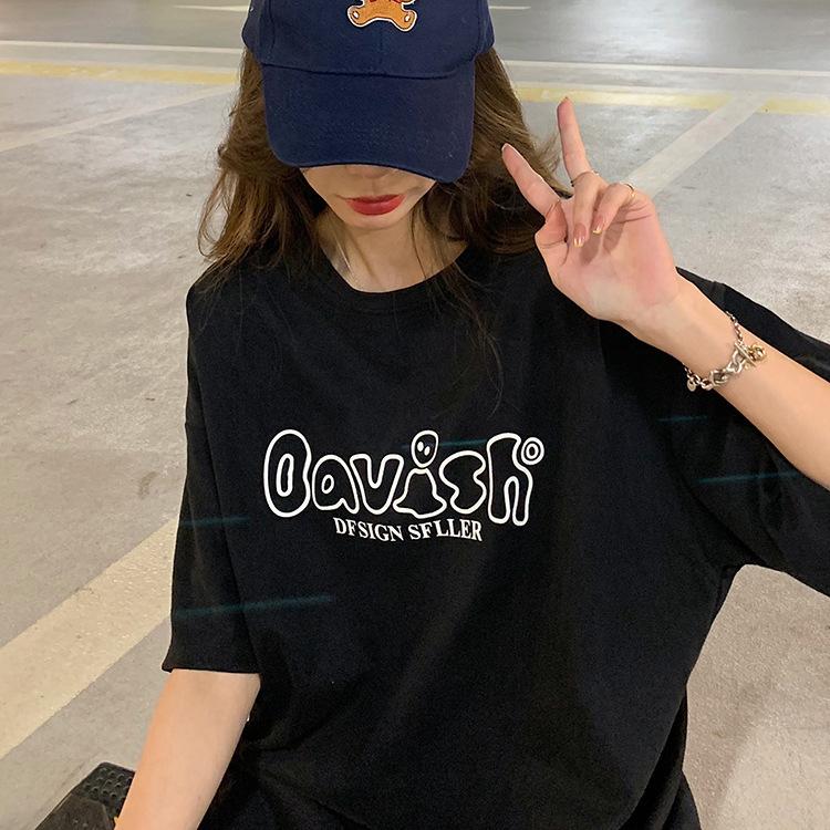 High Street Letter Print Young Girl Short Sleeved T-shirts for Women's Summer Casual Loose T Shirt Harajuku Streetwear Tshirt White Y2k Tops