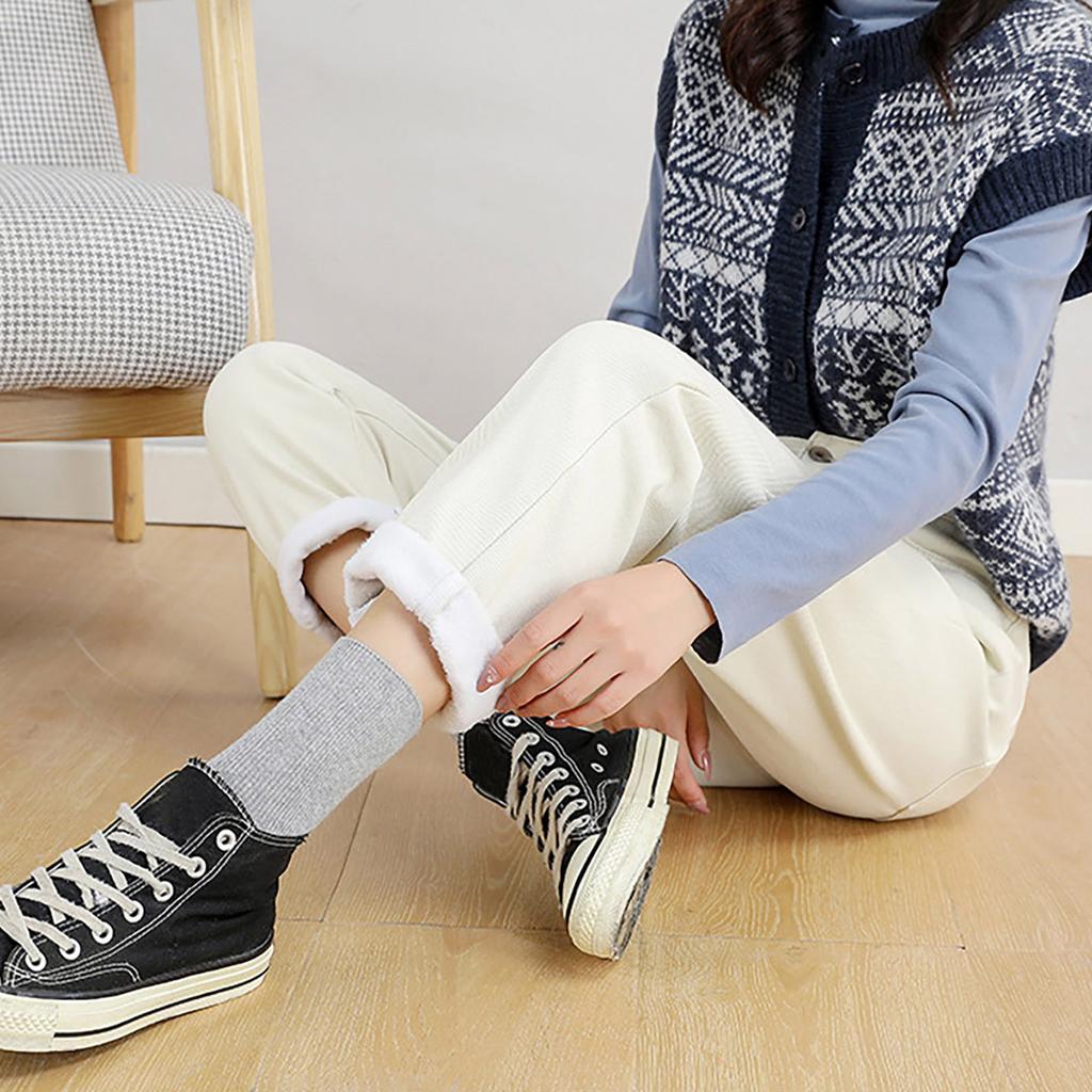 Fashion Women Plus Velvet Loose High Waist Casual  Jeans Straight Pants