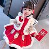 Girls' Winter Fleece-Lined Hanfu Skirt Set - Children's Chinese Tang Style New Year Costume
