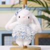 Plush Bunny Keychain With Floral Dress For Wedding Decor And Party Favors