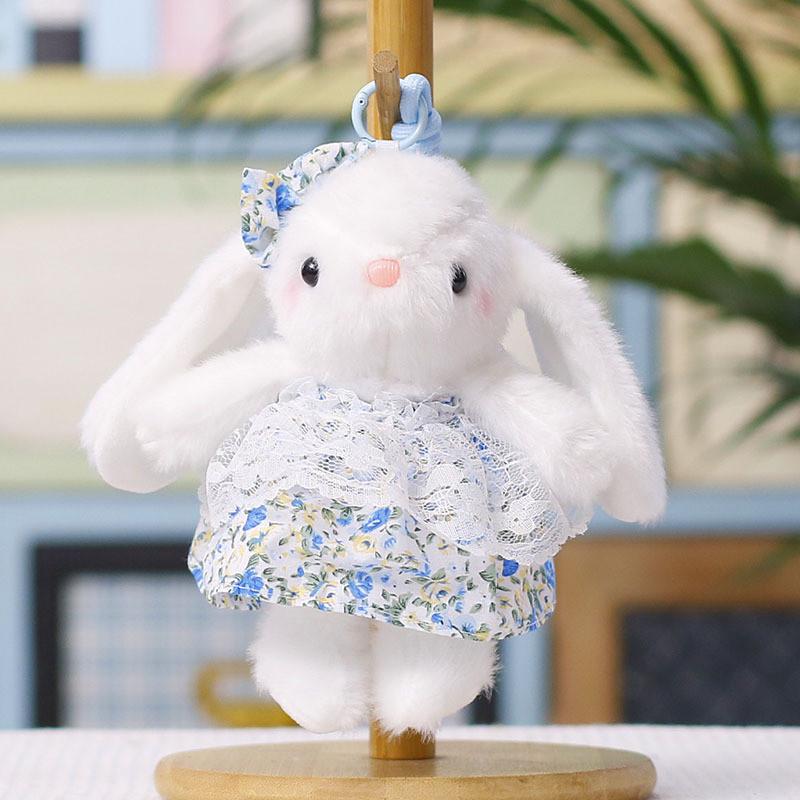 Plush Bunny Keychain With Floral Dress For Wedding Decor And Party Favors