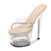 Fashion Sexy 16CM Clear Crystal Heeled Sandals - One Strap Sky High Heels for Fashion Show/Model Photography