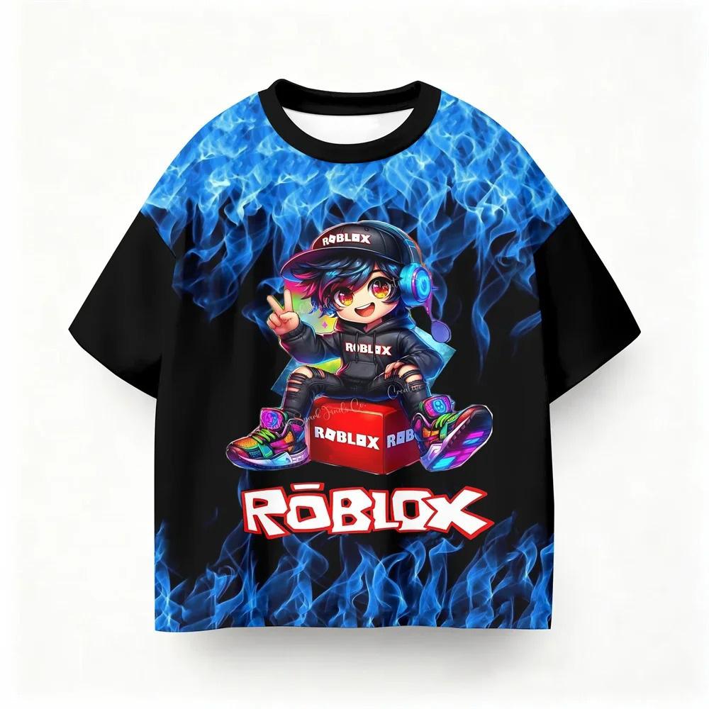 Fashion Roblox Kids Short Sleeve TShirt Colorful Rainbow Character Print Casual Tops for Boys Girls Daily Playwear