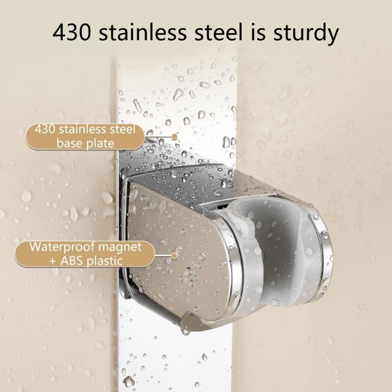 Universal Magnetic Shower Holder Adjustable Rail Slide Bar Wall Mounted Adjustable Shower Rack Easy to Install