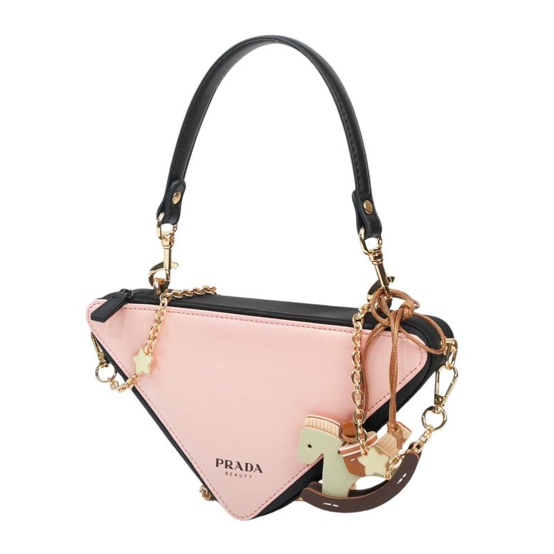Prada Cosmetic Bag/toiletry Bag [Customized Bag] Pink Trojan Polyester Fiber, Simple, Niche, Fashionable, Versatile, Trendy, High-end Pink Trojan