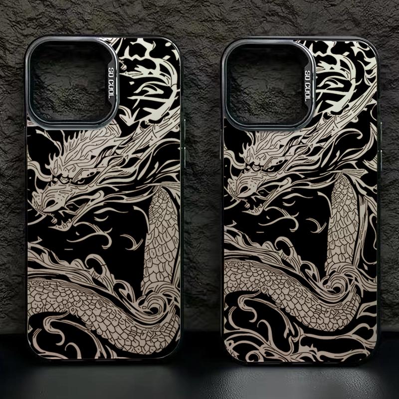 Cool dragon totem Phone case iPhone 15 Pro Max 11 12 13 16 14 Plus Silicone Shockproof Case Lens protector shell