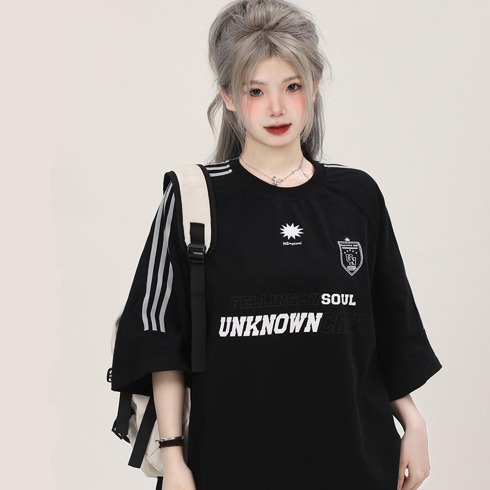 American retro loose short sleeved T-shirt for women s casual fashion top XXS