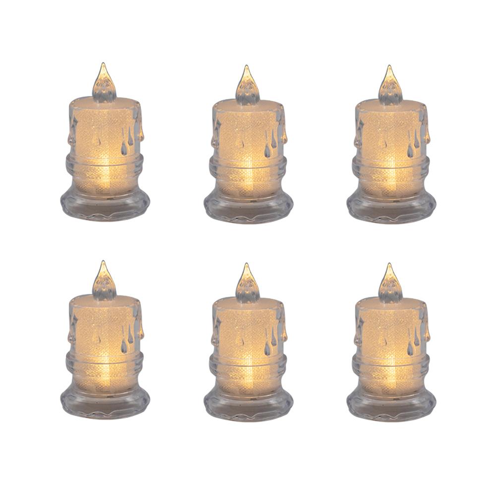 

6Pcs LED Flameless Candle Lamp Simulation Acrylic Tea Lights Battery Operated Tears Candle Light for Party Home Decor