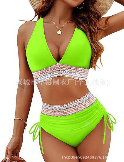 New swimsuit women's split sexy bikini high waist belly cover neck tight explosion