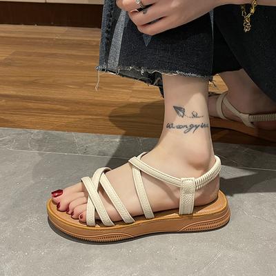 Thick Sole Sandals Women 2024 New Summer Soft Sole Elevated Casual Roman Sandals Flat Bottom Womens Shoes Sandalias Mujer Sandal